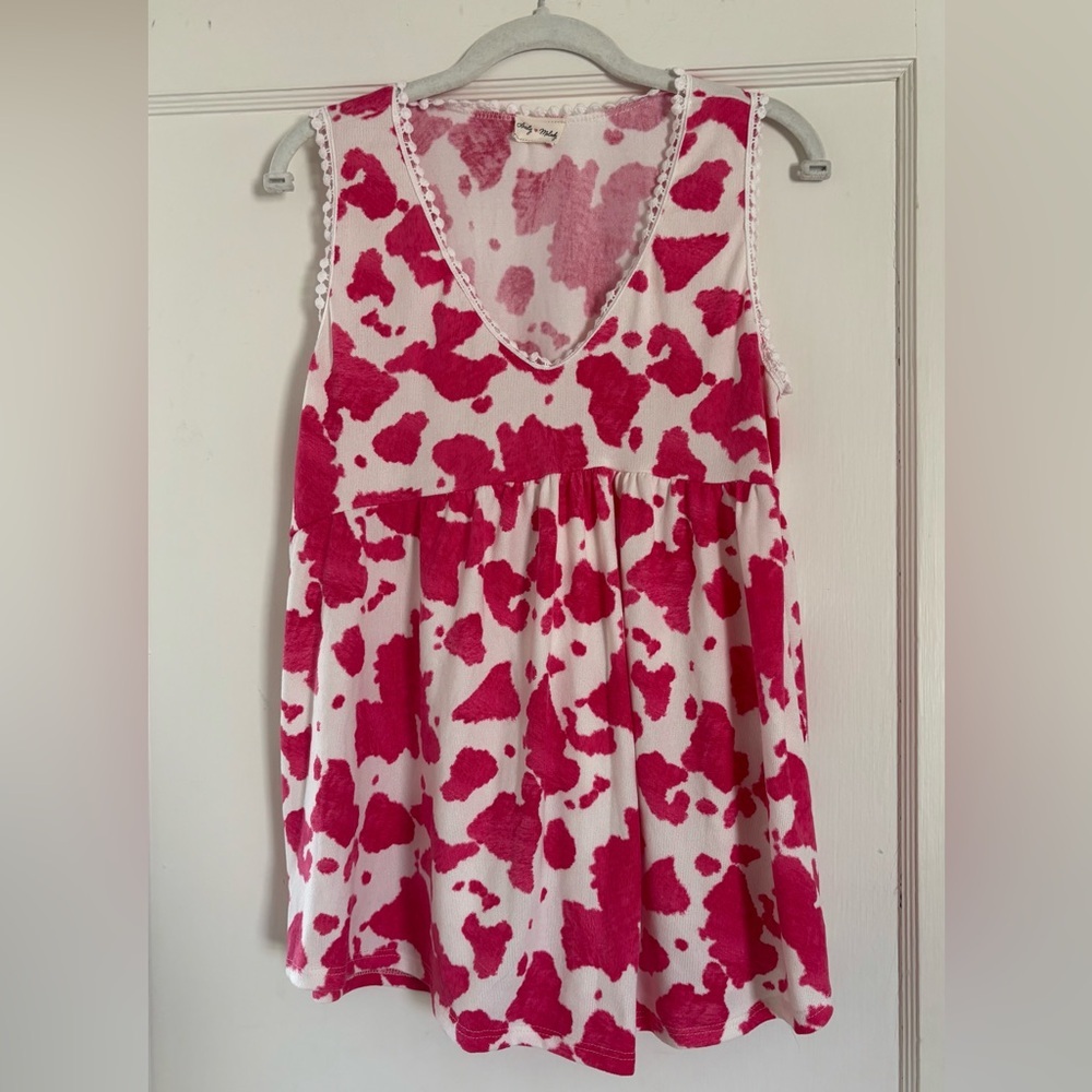 Lovely Melody sleeveless pink and white top - LNC